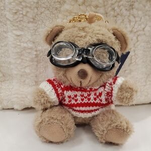 Universal Thread Bear With Sweater And Goggles Bag Charm